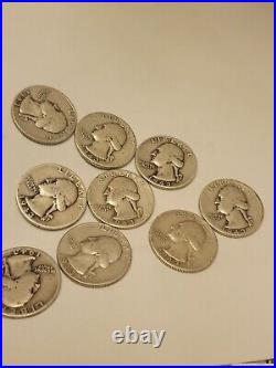 40 Washington Quarters Roll 90% Silver Junk 1930 To 1964 Old Coins Last One