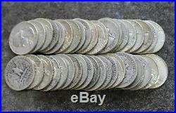 (40) Washington Silver Circulated Quarter Roll Average Condition as Pictured