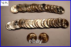 40x 1946-S Washington Quarter Roll Gem BU++ 40 Coins 90% Silver #QR19