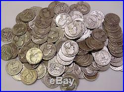 4 ROLLS (160 Coins) 1932-1964 Washington Quarters (Mixed Dates & Mints) SILVER
