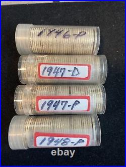 4 Rolls (40 Coins Per Roll) Washington 25c- 1946- P, 1947 P/d, 1948 P Gem