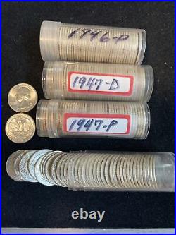 4 Rolls (40 Coins Per Roll) Washington 25c- 1946- P, 1947 P/d, 1948 P Gem