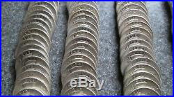 5 ROLLS, 200 MIXED DATES WASHINGTON SILVER QUARTERS, VERY NICE cond, 1940-1964'D