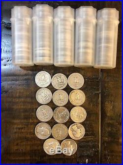 5 Rolls Of 40 And Extra 90% Silver Washington Quarters. 214 Quarters Total
