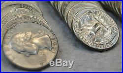 5 Rolls Washington 90% Silver Quarters All 1964 = 200 Coins