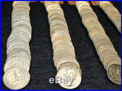 5 Rolls Washington Silver Quarters All Dated 1964-d = 200 Coins