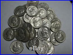 5 Rolls Washington Silver Quarters Mostly 1964 = 200 Coins