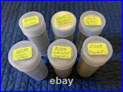 6 partial rolls of 25, 2009 Washington Qtrs. 1 roll of 25 each territory & DC