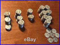 7 Rolls 280 Washington 90% Silver Quarters 30s, 40's, 50's, 60's