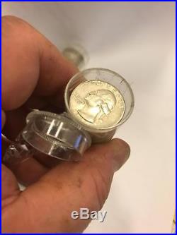 80 1964 Washington Quarters 90% silver Uncirculated circulated 2 rolls mixed lot