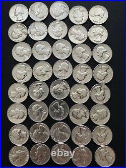 80 Silver Quarters 1964 Only 2 Rolls 90% Excellent Condition
