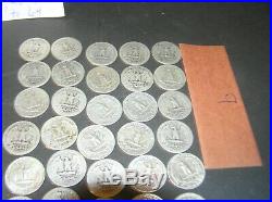 80 Two Rolls Circulated Washington Silver Quarters Mixed 1930's -1964 (b)