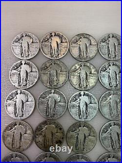 82 ($20.50)STANDING LIBERTY SILVER QUARTERS 2 ROLLS- FULL DATES Most P 1925-30
