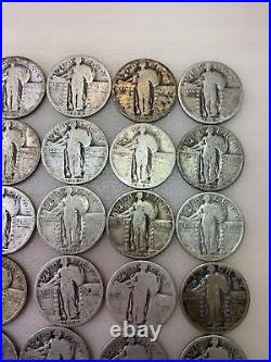 82 ($20.50)STANDING LIBERTY SILVER QUARTERS 2 ROLLS- FULL DATES Most P 1925-30
