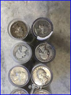 8 ROLLS 90% SILVER WASHINGTON QUARTERS-$80 320 Silver Quarters Looky