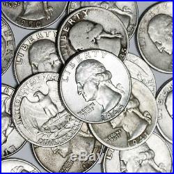 90% Silver 1964 Washington Quarters Brilliant Uncirculated 40 Coin Roll $10