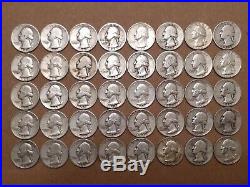 90% Silver 40 Washington Quarters $10 Face Value Full Roll FREE PRIORITY Lot#1/5