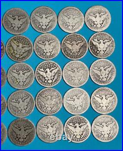 90% Silver Barber Quarter Roll Lot of 40 Coins ALL 1890s Estate Lot Blue