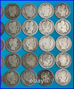 90% Silver Barber Quarter Roll Lot of 40 Old US Coins Estate Starter Lot -Blue