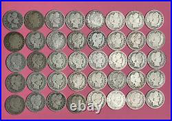90% Silver Barber Quarter Roll Lot of 40 Old US Coins Good+ Estate Lot Pink