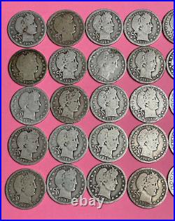 90% Silver Barber Quarter Roll Lot of 40 Old US Coins Good+ Estate Lot Pink