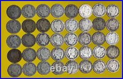 90% Silver Barber Quarter Roll Lot of 40 Old US Coins Good+ Estate Lot Yellow