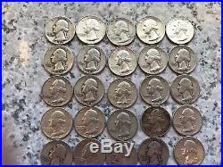 90% Silver Pre 1964 Quarters 4 Rolls & 3 Dime Rolls (1 Mercury) $55 Face