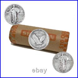 90% Silver Standing Liberty Quarters (1917-1930) 40-Coin Roll Average Circulatio
