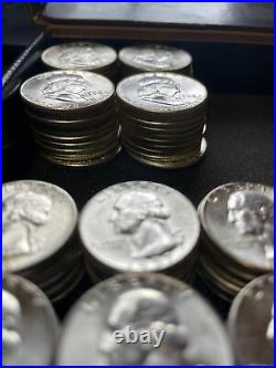90% Silver UNC Franklin Half Dollars Washington Quarters Silvers 4 Rolls Bullion