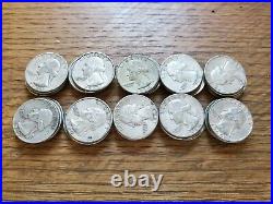 90% Silver Washington Circulated Quarters Roll of 40 $10 Face Value