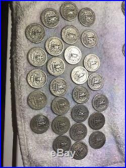 90% Silver Washington Quarters 40-Coin Roll Avg Circ