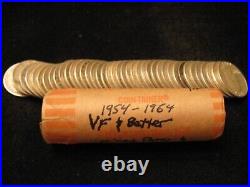 90% Washington Quarters 40 Coin Roll Mixed States 1954 To 1964 VF & Better