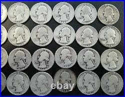 All 1930's Washington Quarters $10 Face Value 90% Silver Roll 40 Coin Bulk Lot
