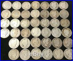 BARBER QUARTER ROLL 40 COINS $10 FACE VALUE GREAT MIX! 1898-1909 #r58c