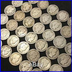 BARBER QUARTER ROLL 40 COINS $10 FACE VALUE GREAT MIX! 1898-1916 #r58d