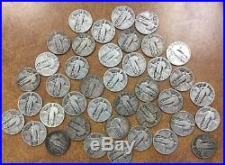 BJSTAMPS 1925 -30 roll 40 Standing Liberty Quarters silver Full Dates $10 face