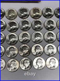 BU1964d Roll Washington Silver Quarters 10 FV 40 Coins From Original Old Roll#34