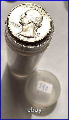 BU ROLL 1959-D 90% Silver Blast White BU Washington Quarters Unc Toned End coins
