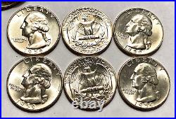 BU ROLL 1959-D 90% Silver Blast White BU Washington Quarters Unc Toned End coins