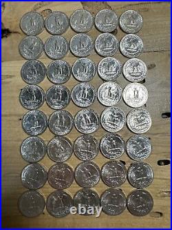 BU Roll 1955 D Silver Washington Quarters 40 Uncirculated Coins W77