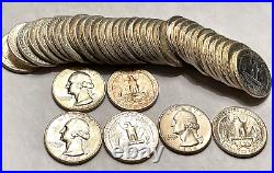 BU Roll 1958 90% Silver BU Washington Quarters Unc Toned End coins 40 coins