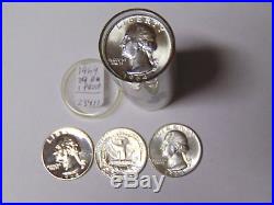 BU Roll 1964 Washington Silver Quarters 40 Uncirculated Philadelphia Mint Coins