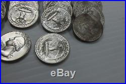 BU Roll of 1964 (P) Washington Quarters 90% Silver Original Roll with Toned Ends