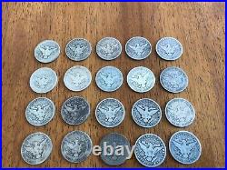 Barber Half Dollars Roll of 20 Silver