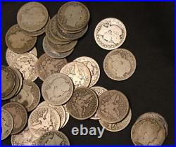 Barber QUARTER Roll Full Dates 40 Coins -MIXED DATES AND MINTS. FREE SHIP