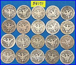 Barber Quarter Lot Roll of 20 SILVER Coins 90% Silver Quarters Lot #BQ170