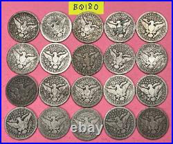 Barber Quarter Lot Roll of 20 SILVER Coins 90% Silver Quarters Lot #BQ180