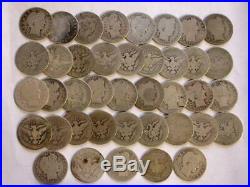 Barber SILVER Quarters With Dates Roll of 40 Coins = $10 Face Value #M118