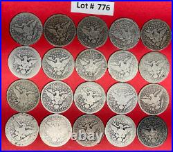 Barber Silver Quarter Lot Roll of Twenty (20) Circulated Coins 1892-1899 #776