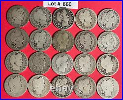 Barber Silver Quarter Partial Roll Twenty (20) Circulated Silver Coins #660